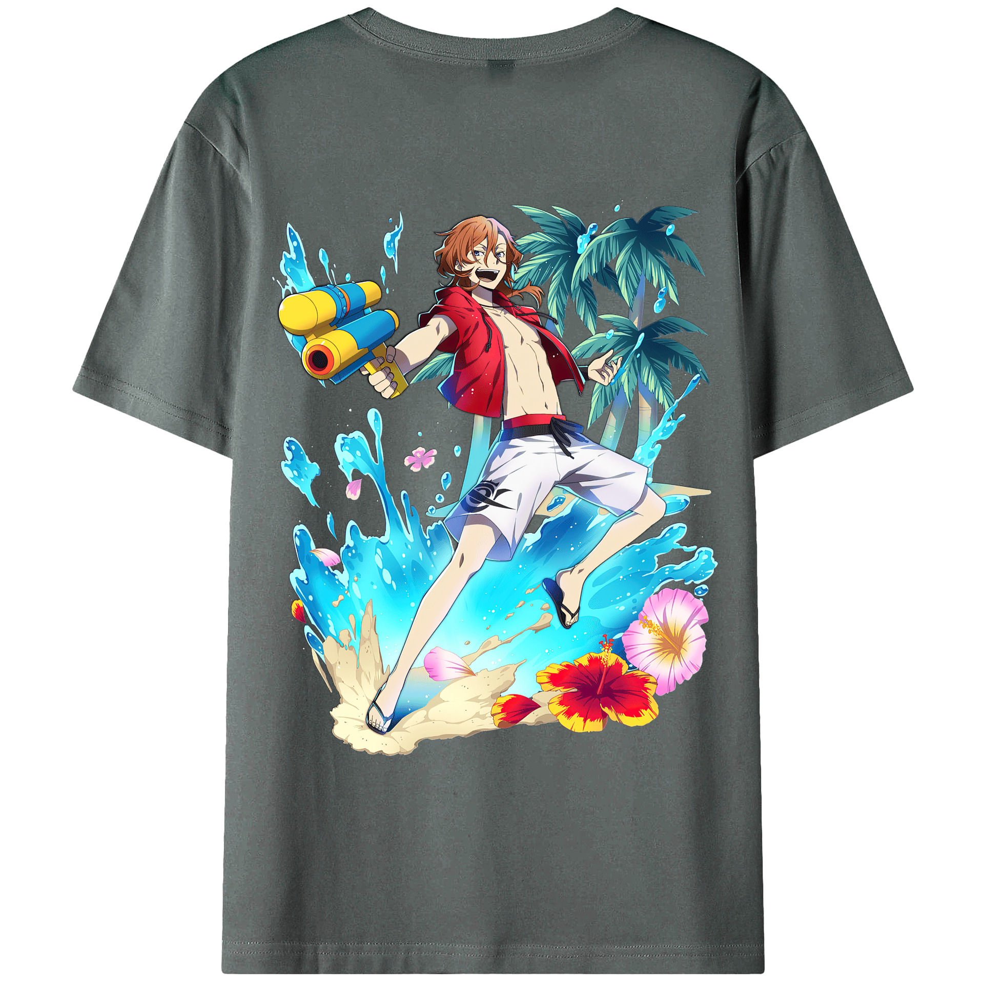 （画像用） 文豪ストレイドッグス Bungo Stray Dogs 綿100％ メンズ半袖Tシャツ（バックプリント） 通気性
